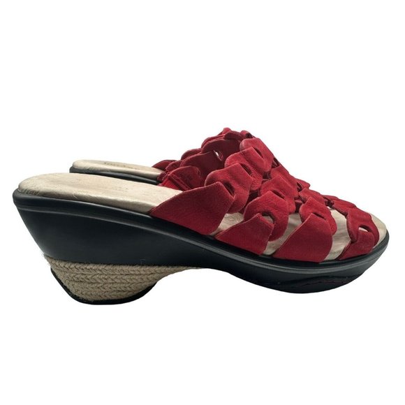 Jambu Shoes - Jambu Womens Romance Red Suede Wedge Slip On Sandals sz 9